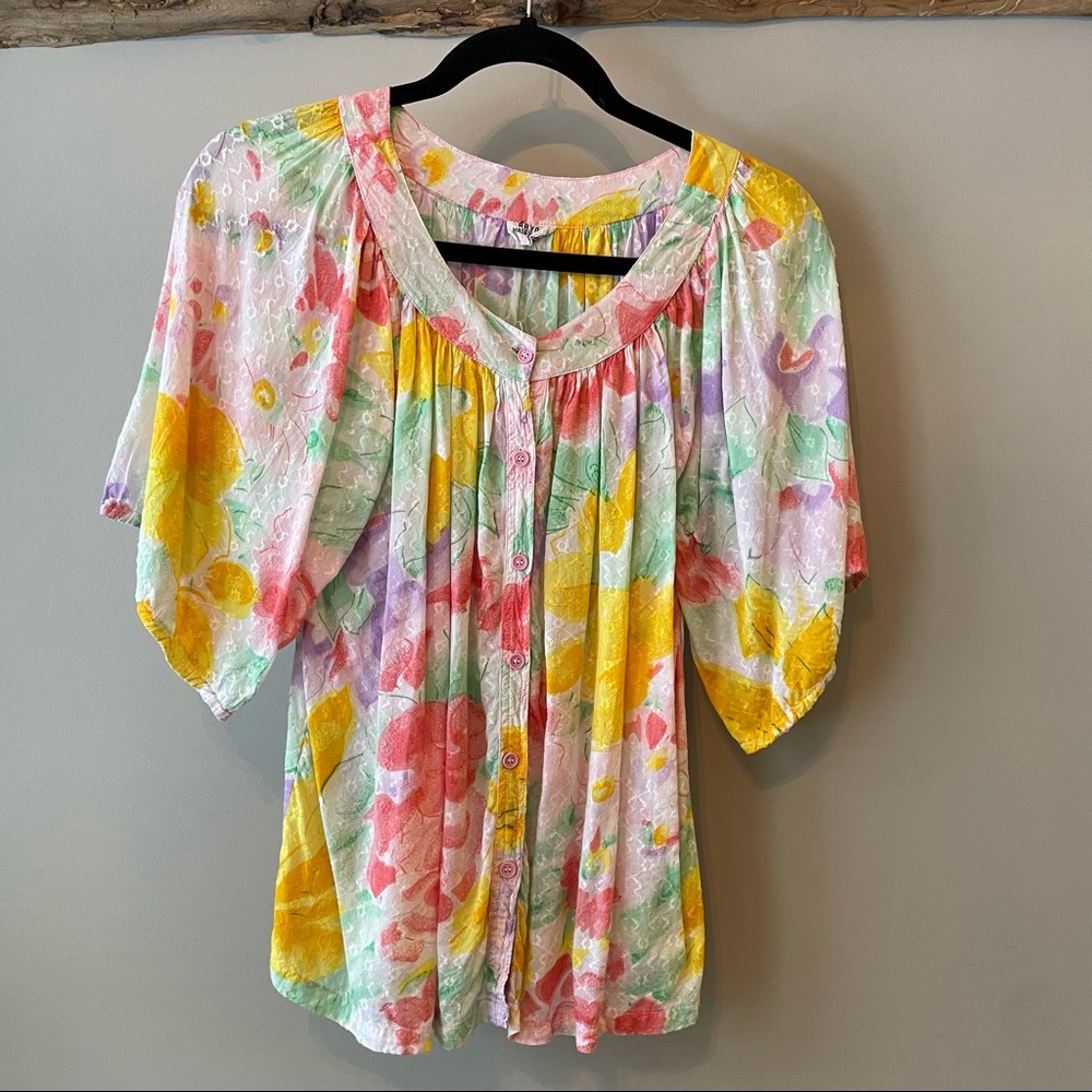 Rayon Watercolour Floral Blouse